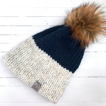 Load image into Gallery viewer, Double brim hat in wheat/ navy